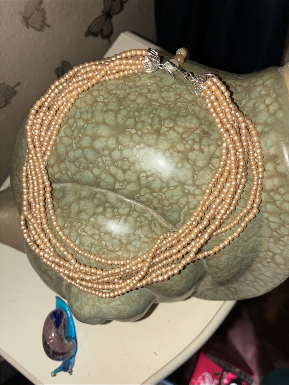 Vintage Napier Multi-Strand Peach Beaded Necklace